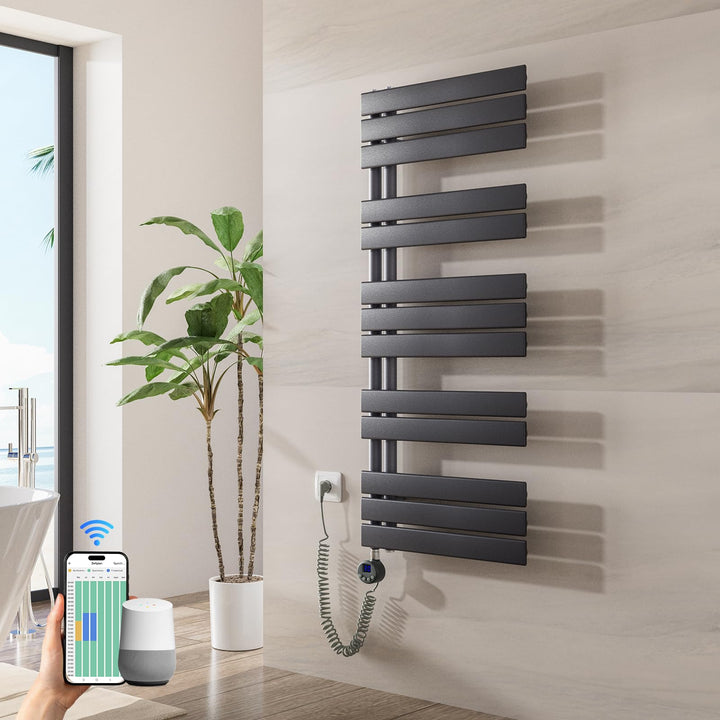 Heilmetz Badheizkörper Elektrisch WiFi 1176 x 500 mm,Flach Bad Heizkörper mit Digitalem Thermostat,