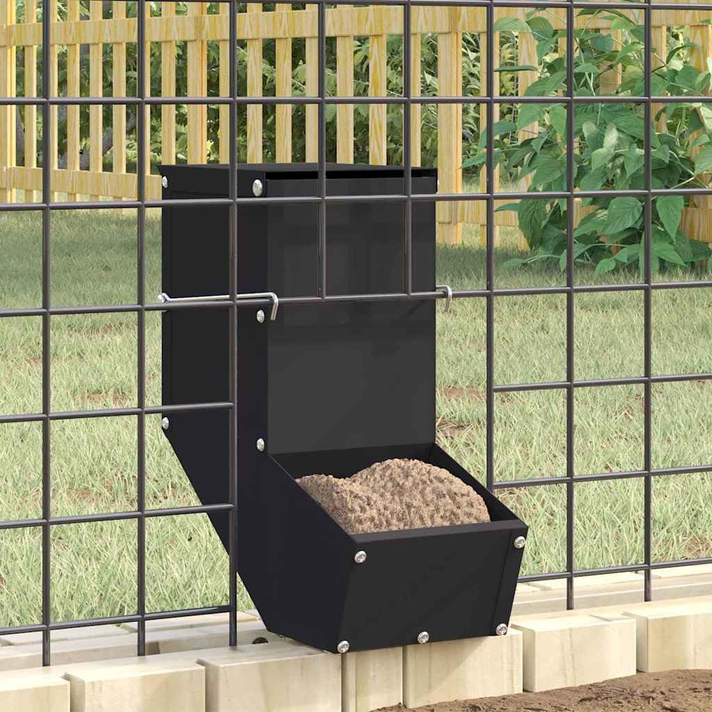 Mangloder Metall Kaninchenfuttertrog schwarz 12,5 x 26 x 28,5 cm, Futterspender Schale Station zum F