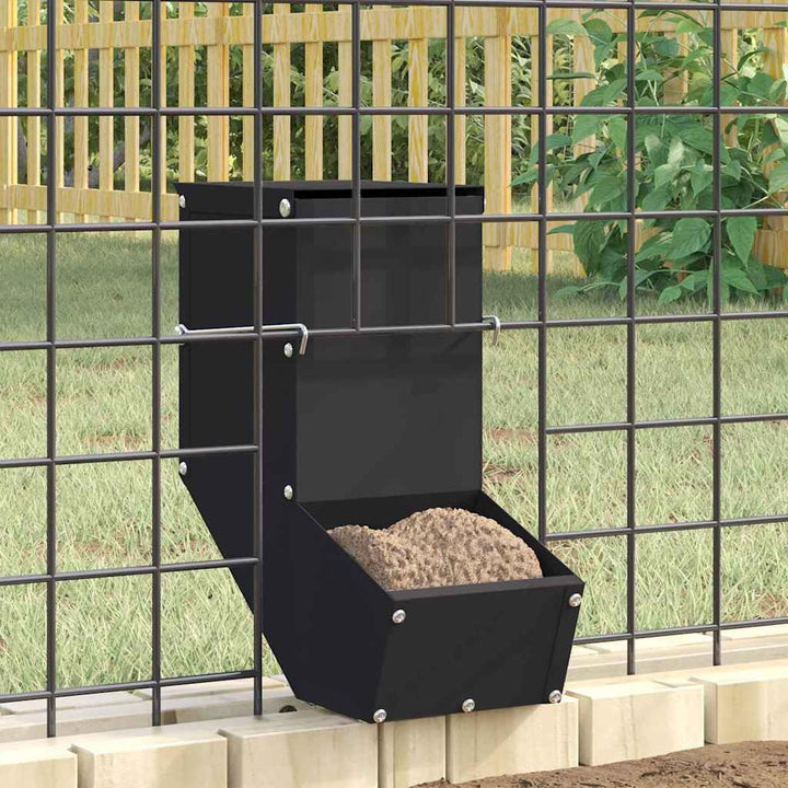 Mangloder Metall Kaninchenfuttertrog schwarz 12,5 x 26 x 28,5 cm, Futterspender Schale Station zum F