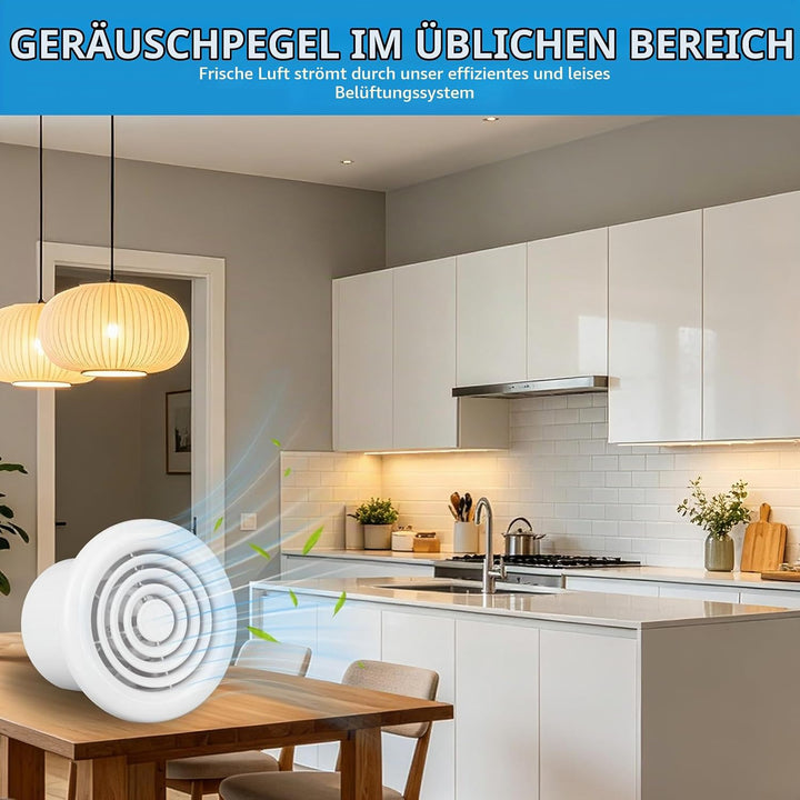 FanGoFast Badlüfter 100mm, Abluftventilator Leiser mit Rücklaufklappe, 120m³/h, 14W Leistungsstarke