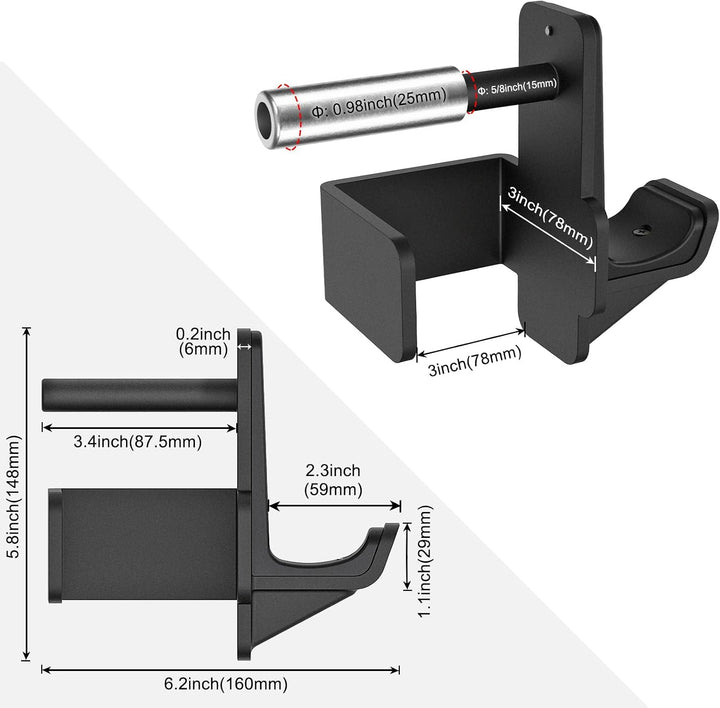 Kipika J-Haken für Power Rack – Unterseite verstärkte Stahlhaken mit Gummiauflage – 2 Stück C: für 3
