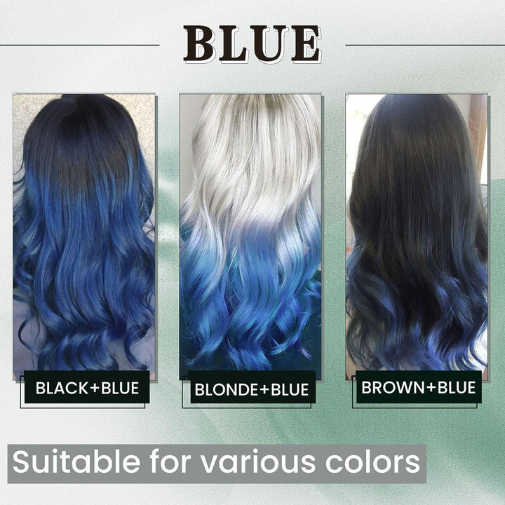RUNATURE Microring Extensions Echthaar Blau 40cm Remy Glatt Bunt Haarverlangerung 25g #Blau 40CM 2-M