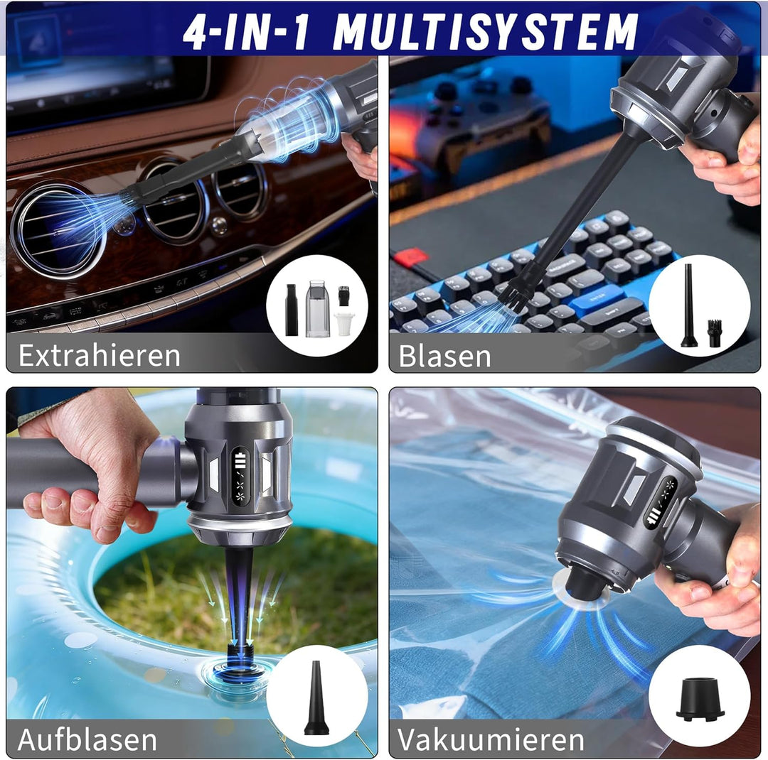 Citybee Handstaubsauger Akku Mini Staubsauger Kabellos - 25000Pa Handstaubsauger Stark 4 in 1 Autost