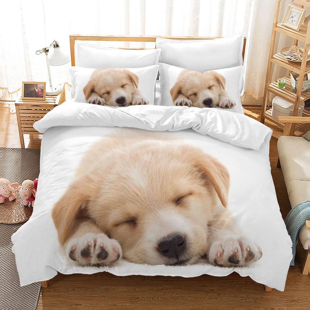 Hoimlm Kinder Bettwäsche 135x200 Hund bedruckter Bettbezug Kopfkissenbezug, Microfaser Bettbezug Set