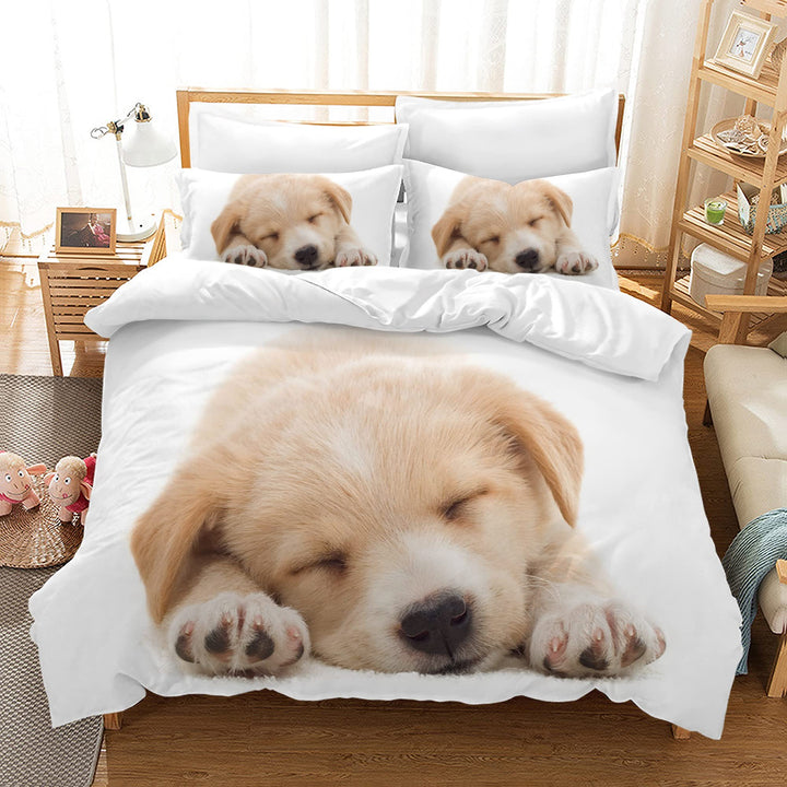 Hoimlm Kinder Bettwäsche 135x200 Hund bedruckter Bettbezug Kopfkissenbezug, Microfaser Bettbezug Set