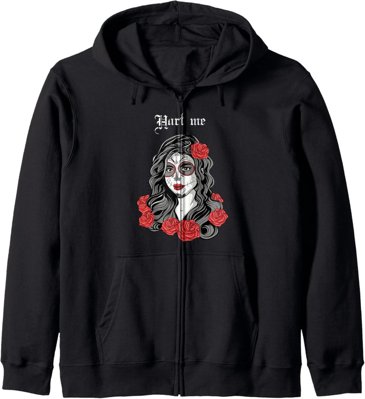 TU mir weh. Ästhetisches Gothic Catrina Egirl mit Rote Rosen Kapuzenjacke