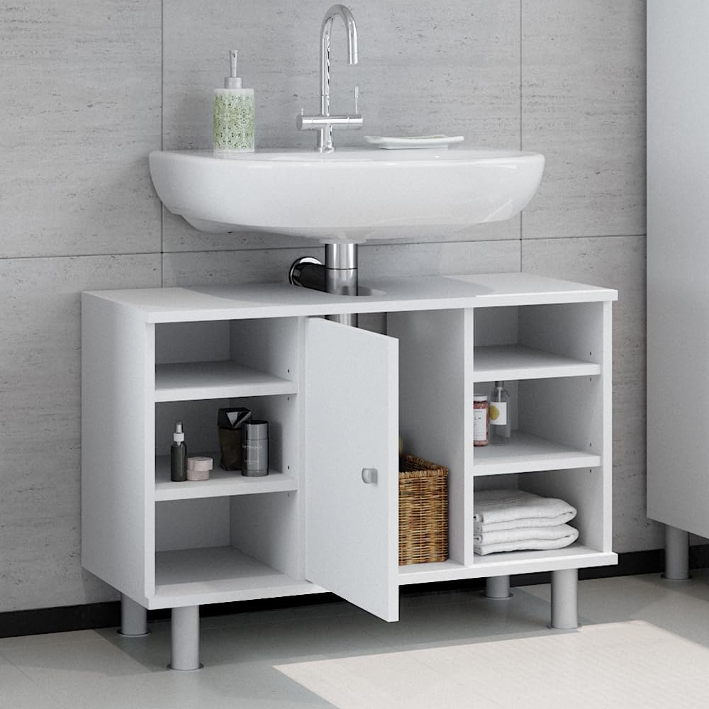 Vicco Waschbeckenunterschrank Fynn, Weiss, 80 x 54 cm, Weiss
