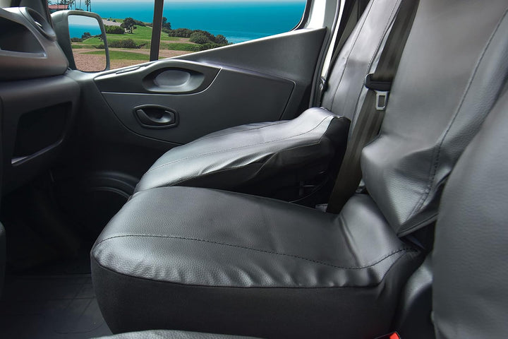 Z4L Passgenaue Kunstleder Sitzbezüge VIP ideal angepasst geeignet für Vivaro C ab 2019 3-Sitzer Fahr