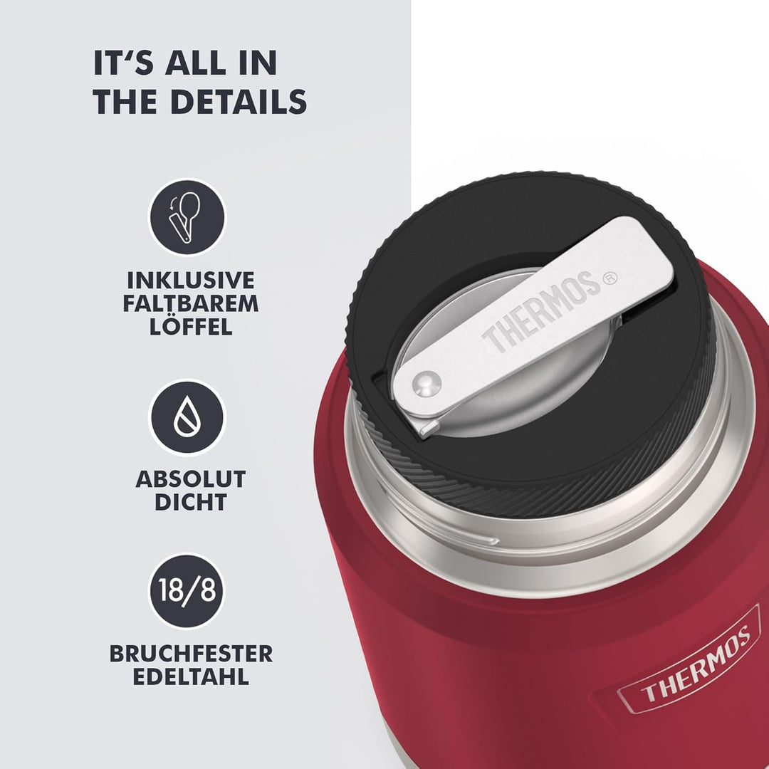 Thermos ICON Thermobehälter für Essen 0,47 l, 10 h heiss, berry mat | 24 h kalt, auslaufsicherer Ede