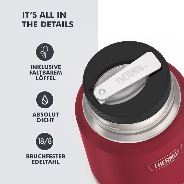 Thermos ICON Thermobehälter für Essen 0,47 l, 10 h heiss, berry mat | 24 h kalt, auslaufsicherer Ede