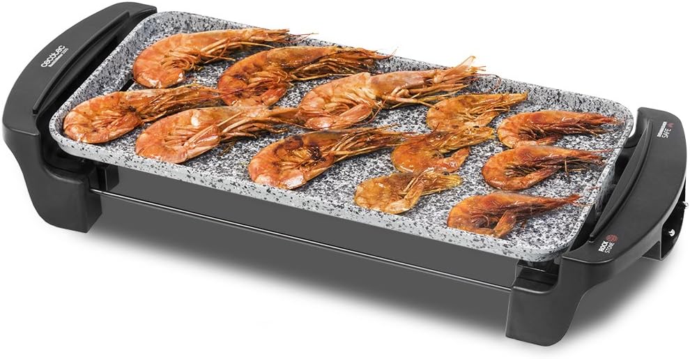 Cecotec Elektrische Grillplatte Rock&Water 2000.RockStone Steinverkleidung, Einstellbarer Thermostat