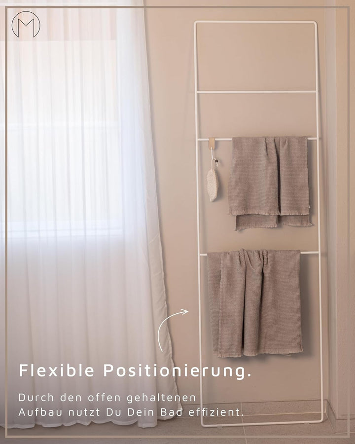 Metallbude Handtuchhalter ESTINA - Schwarz - Platzsparende Handtuchleiter aus pulverbeschichtetem Me