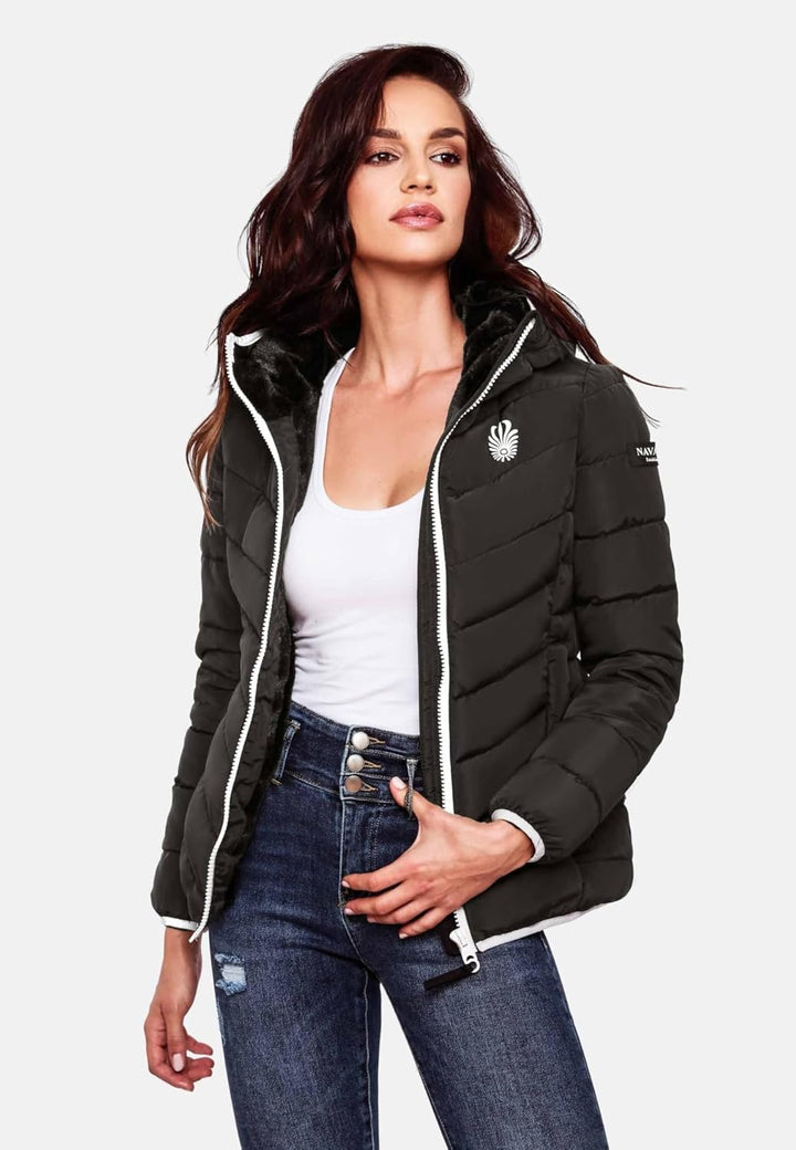Navahoo Damen Jacke Steppjacke Übergangsjacke gesteppt Stepp Herbst B675 XS Schwarz, XS Schwarz