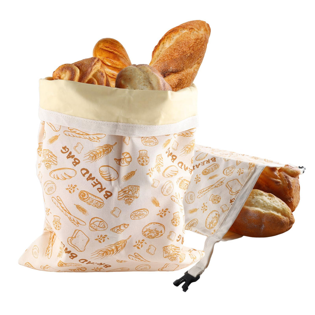 Brotbeutel wiederverwendbar 2er Set aus Baumwolle mit Bienenwachs – Plastikfreie Brottasche zur Aufb