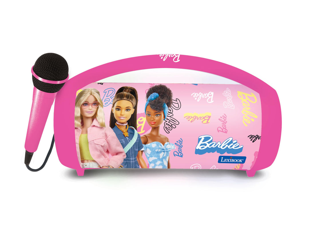 Lexibook, Barbie, Kabelloser Lichtlautsprecher mit Mikrofon, Stereosound, Karaoke-Funktion, USB- und