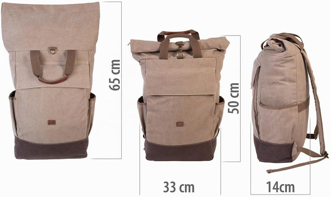 Xcase Laptop Tasche: Kompakter Rolltop-Canvas-Rucksack, Laptopfach, Reissverschluss, 30 l (Fahrradru