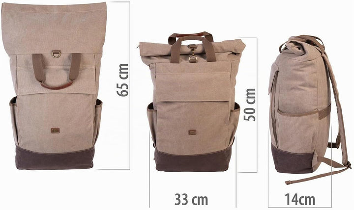 Xcase Laptop Tasche: Kompakter Rolltop-Canvas-Rucksack, Laptopfach, Reissverschluss, 30 l (Fahrradru