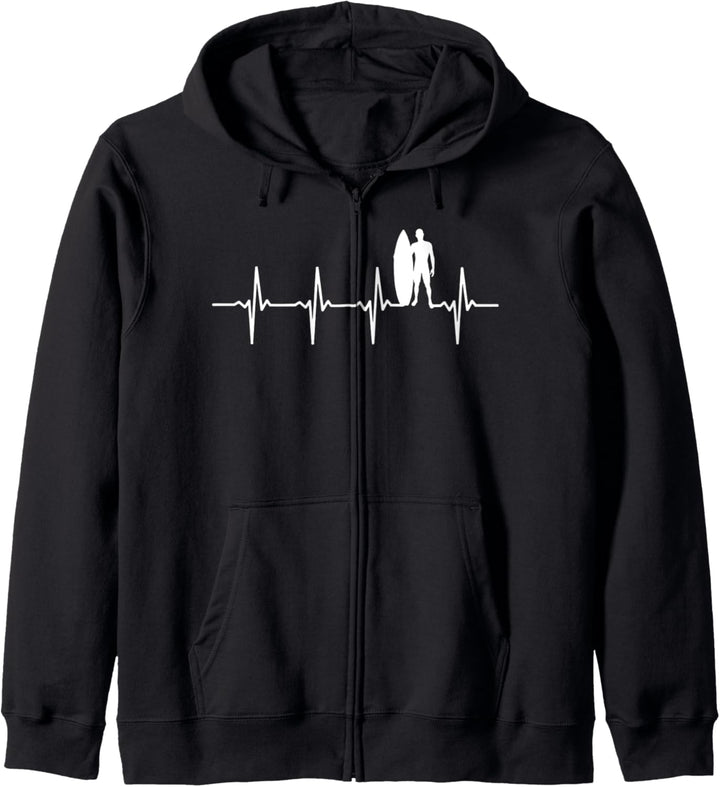Surfen Herzschlag Heartbeat - Surfer & Wellenreiter Geschenk Kapuzenjacke