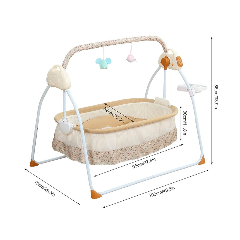 Elektrische Babywiege, Automatische Babybett Klappbare mit Smart Bluetooth Musik und Fernbedienung,