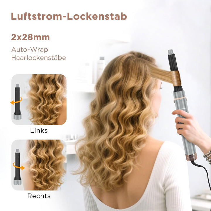 Air Glätteisen ＆ Auto-Wrap Lockenaufsätzen - 6 IN 1 Airstyler Set - PARWIN PRO BEAUTY Ionen Haartroc