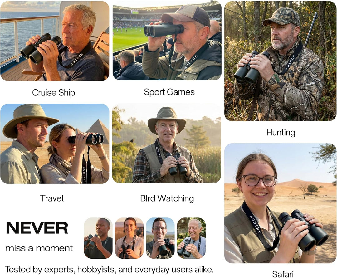 Hontry 8x42 High Definition Binoculars for Adults, IPX6 Grade Waterproof Binoculars for All Outdoor