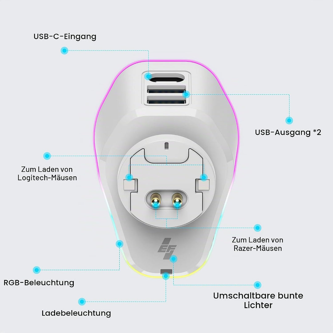 Lade-Station für Logitech Maus G PRO X Superlight 2, G502/G502X Plus Lightspeed, G703, G903, G PRO W