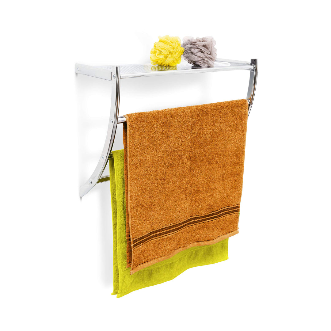 Relaxdays Wandhandtuchhalter Chrom HxBxT: ca. 43 x 56 x 23 cm Handtuchhalter zur Wandmontage mit 3 H
