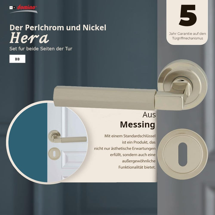 domino Türgriff HERA-R M7/M9 BB-Buntbart Drückergarnitur für Zimmertüren Türdrücker-Set Rosetten-Gar