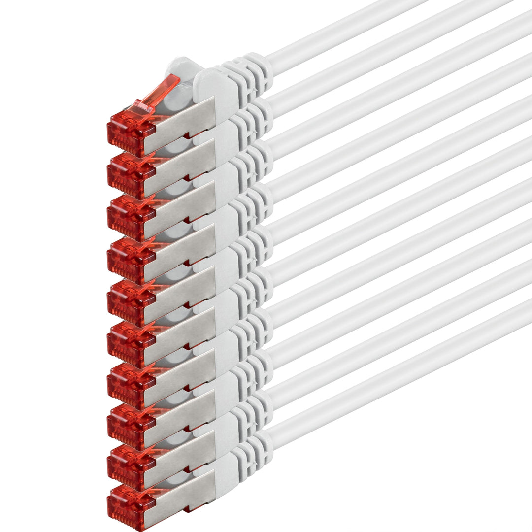 1aTTack CAT6 S/FTP Netzwerk Patch Kabel doppelt geschirmt PIMF mit 2 x RJ45 Stecker Set (10 Stück) w