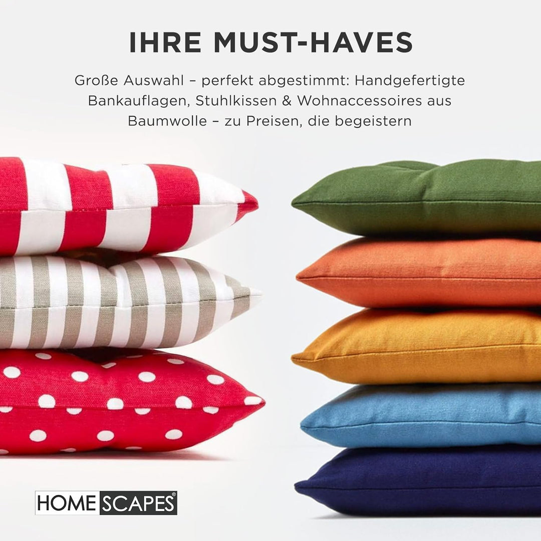 Homescapes 3-Sitzer Bankauflage, orange, Sitzkissen für Bänke und Gartenbänke mit Bezug aus 100% Bau