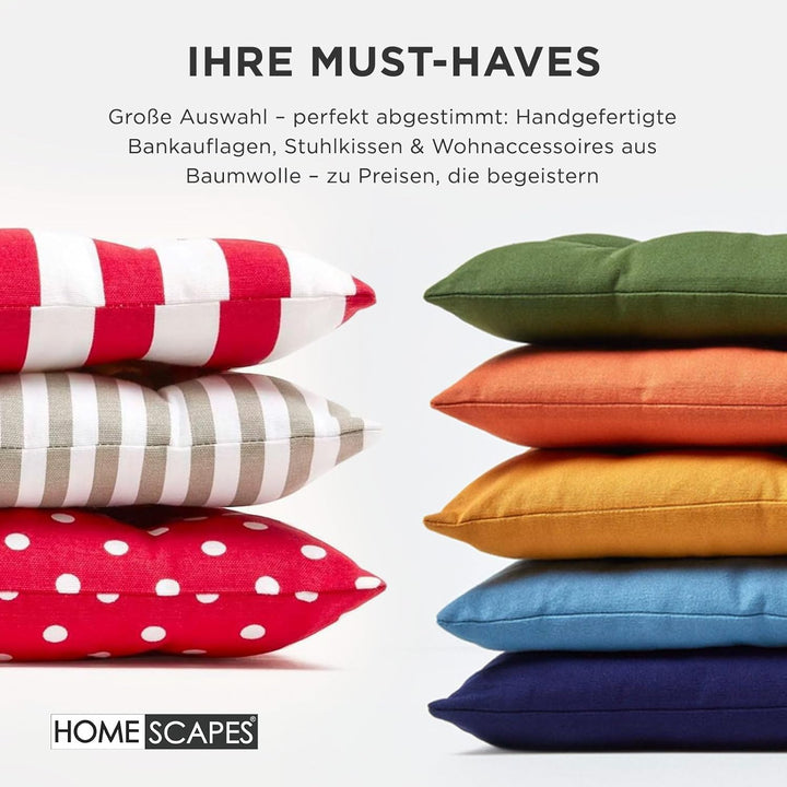 Homescapes 3-Sitzer Bankauflage, orange, Sitzkissen für Bänke und Gartenbänke mit Bezug aus 100% Bau