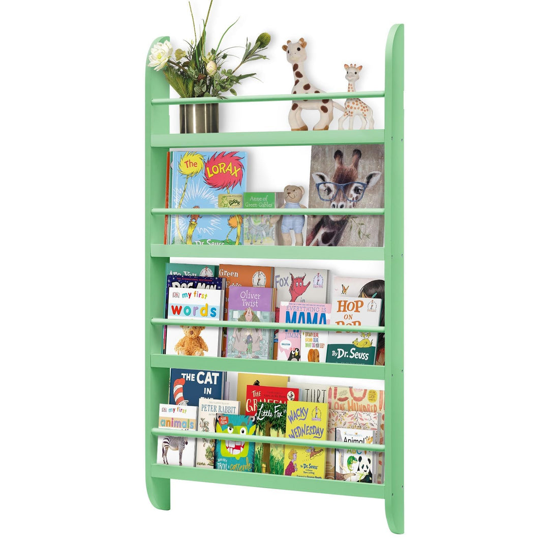 Kinderbücherregal mit Aufbewahrungsfach – Regenbogenfarben Bücherregal aus weicher Leinwand für Kind