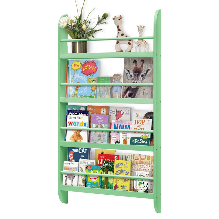 Kinderbücherregal mit Aufbewahrungsfach – Regenbogenfarben Bücherregal aus weicher Leinwand für Kind
