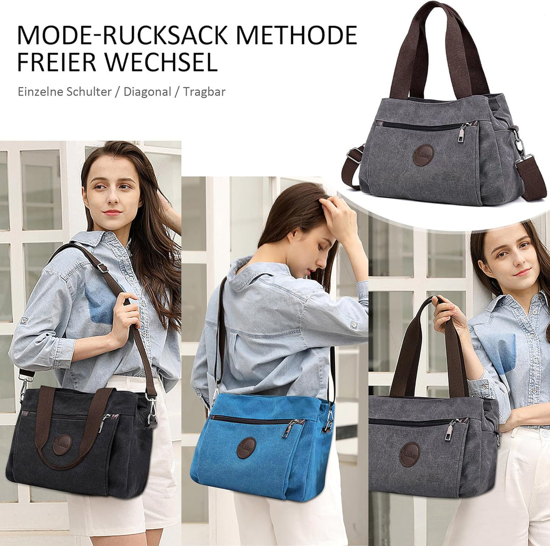 DORRISO Mode Umhängetasche Damen Canvas Handtasche Reise Schultertasche Casual Multifunktionale Umhä
