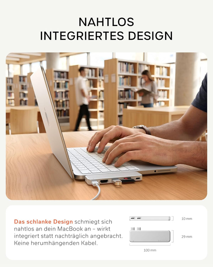 SATECHI USB-C Snap Hub 6-in-2 für MacBook Neo, Silber, Silber