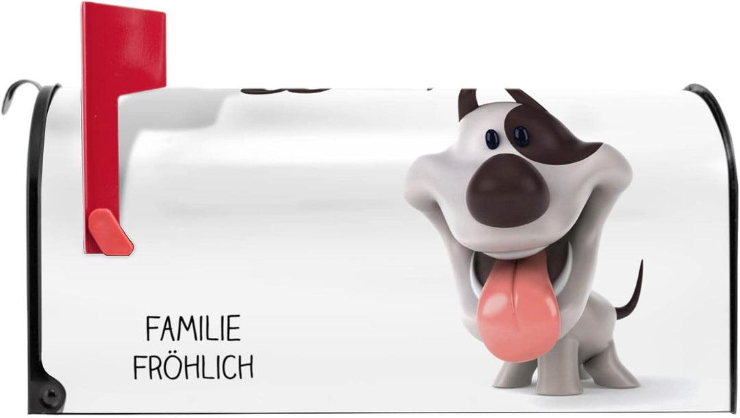 banjado® Amerikanischer Briefkasten individualisiert - US Mailbox/Letterbox mit Motiv Comic-Hund 51x