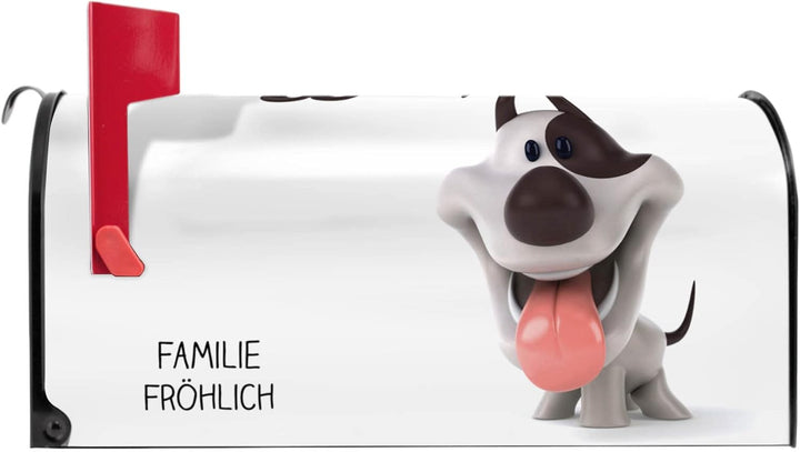 banjado® Amerikanischer Briefkasten individualisiert - US Mailbox/Letterbox mit Motiv Comic-Hund 51x
