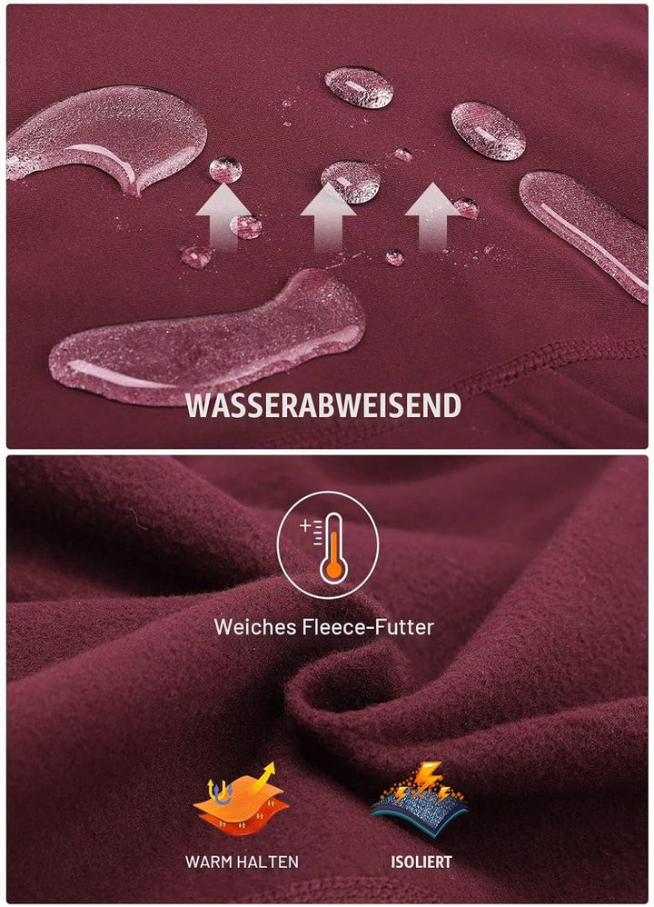 baleaf Thermoleggings Winter Damen Fahrradhose Lang mit Reissverschluss Warm Gefüttert Jogginghose R