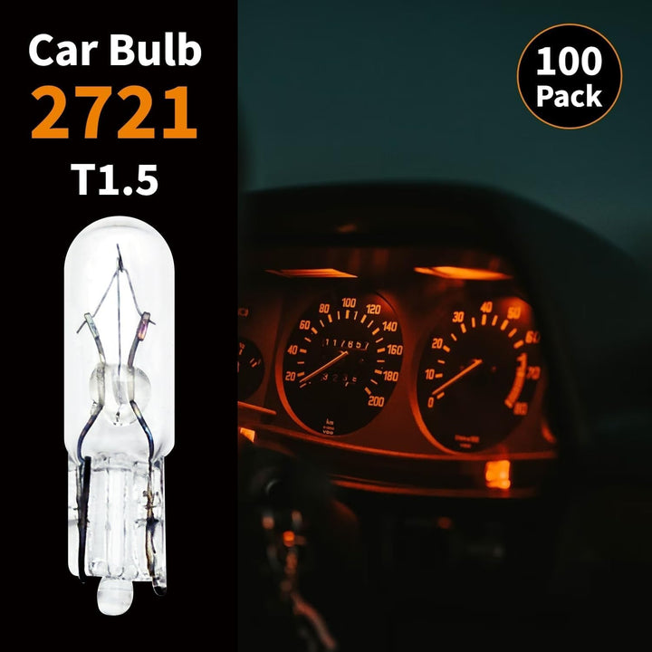 100x T5 W1.2W 2721 Glühbirnen 12V 1.2W Glassockel Klar W2x4.6d Halogen Lampen für Tachobeleuchtung A