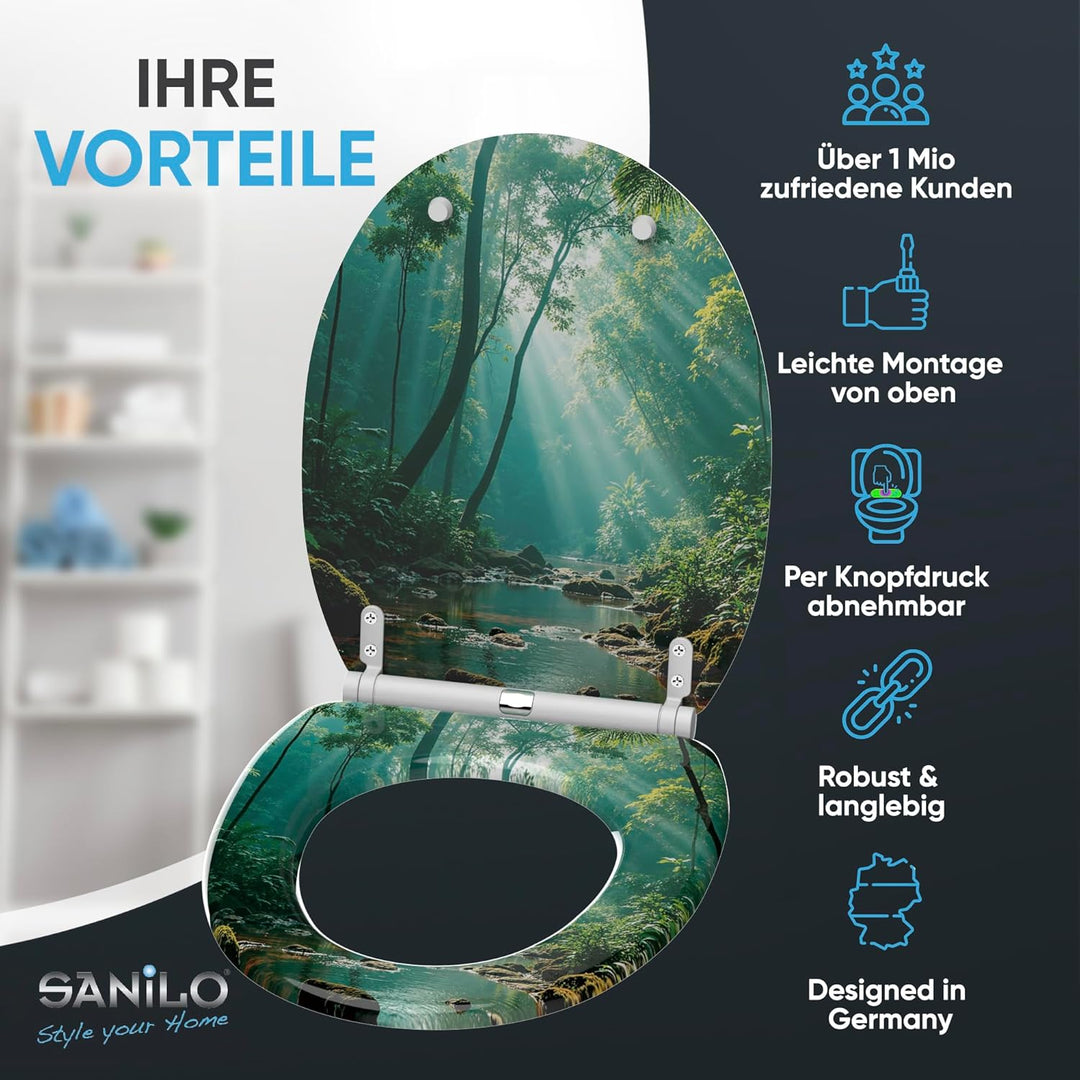 Sanilo WC Sitz mit Absenkautomatik &amp; Quick-Release aus Holz (Rainforest), Rainforest