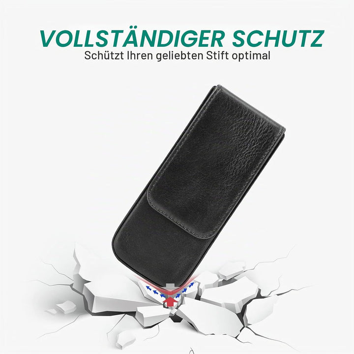 Hiram Leder-Füllhalteretui, Leder-Füllhalterbox für 3 Stifte mit Verstecktem Magnetischem Schnappver