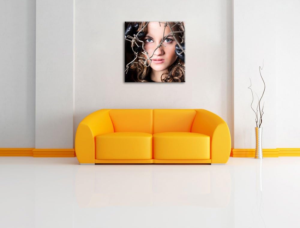 Sexy girl Stacheldraht, Format: 70x70 auf Leinwand, XXL riesige Bilder fertig gerahmt mit Keilrahmen