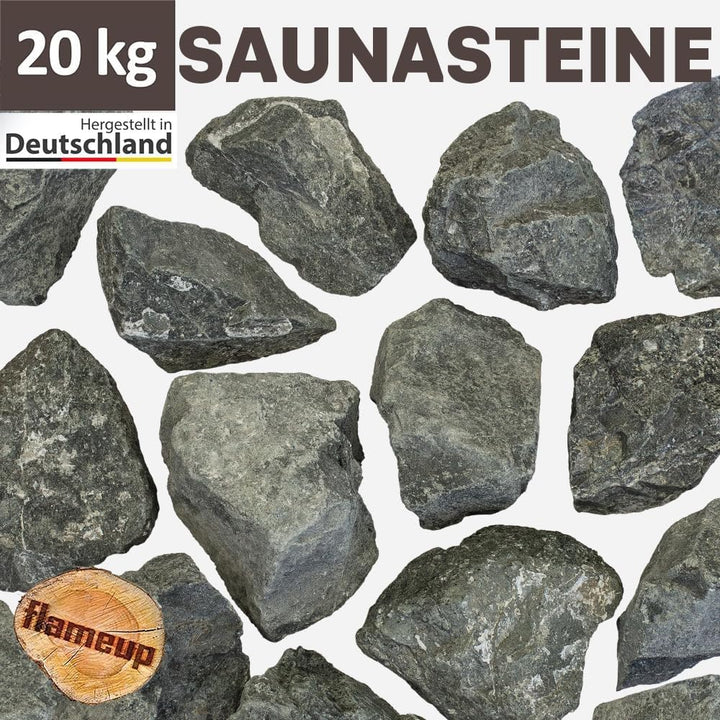 Diabas Saunasteine, 20 kg, 80-120 mm, vorgewaschene Aufgusssteine für Saunaofen, handverlesen, schad