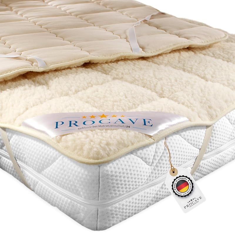 PROCAVE weiches Unterbett mit Lammflor und Schurwolle. hochwertige Matratzen-Topper. Matratzen-Schon