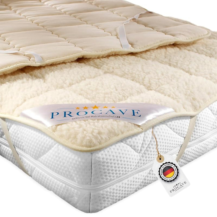 PROCAVE weiches Unterbett mit Lammflor und Schurwolle. hochwertige Matratzen-Topper. Matratzen-Schon