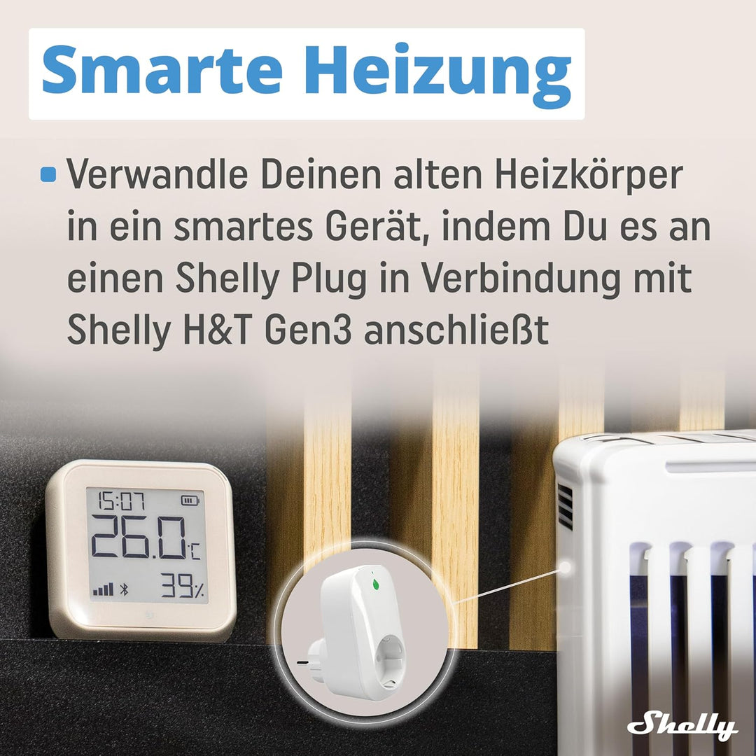 Shelly H&T Gen 3 Weiss | Wi-Fi und Bluetooth Temperatur&Luftfeuchtigkeitssensor | Hausautomation | K