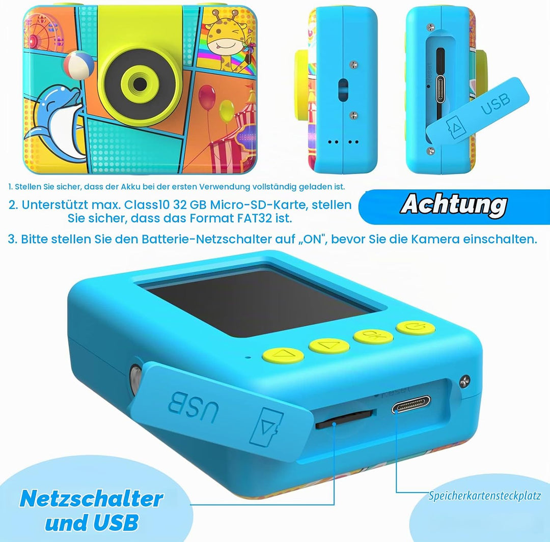 CHAKEYAKE Kinderkamera, 1080P HD Digitalkamera Kinder, Fotoapparat Wasserdicht Kamera Kinder für Out