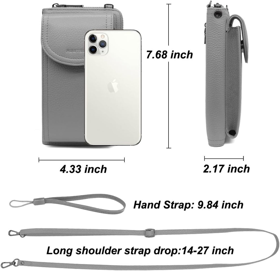 Handytasche zum Umhängen RFID Schutz Geldbeutel Damen Handy Umhängetasche Leder Viele Fächer Handy S