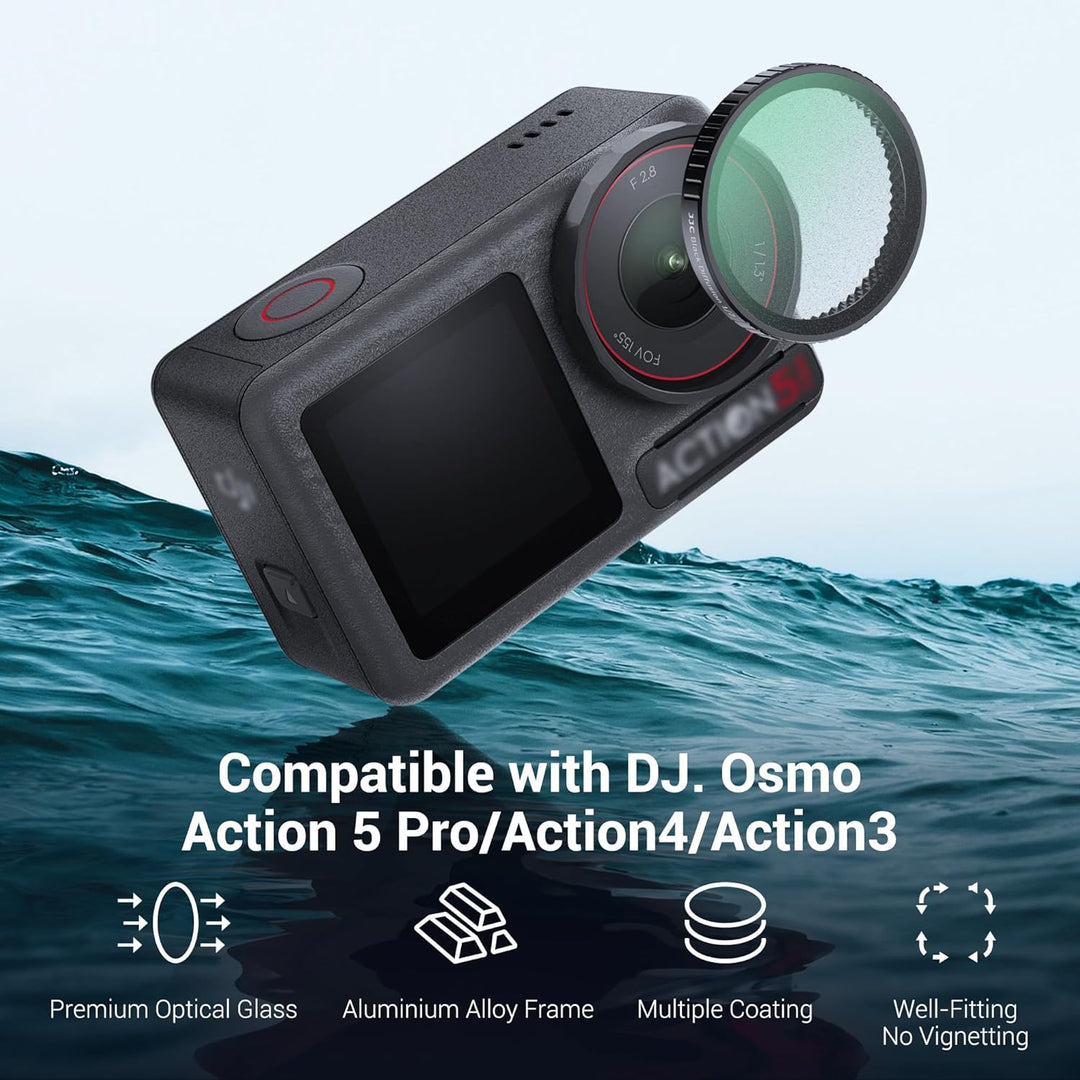 JJC Black Diffusion 1/2 Filter Kompatibel mit DJI Osmo Action 5 Pro Action 4 Action 3 Kamera, 1/2 Bl