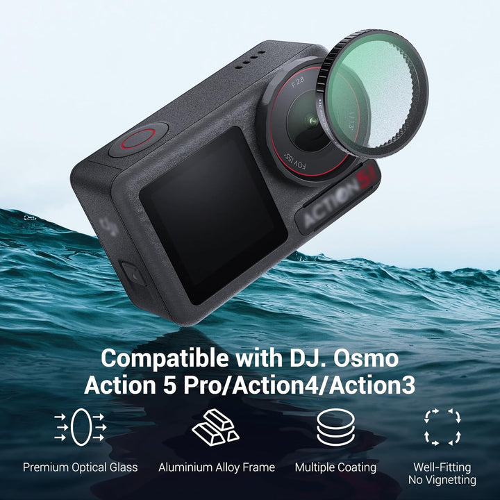 JJC Black Diffusion 1/2 Filter Kompatibel mit DJI Osmo Action 5 Pro Action 4 Action 3 Kamera, 1/2 Bl